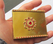 Load image into Gallery viewer, 1950s Oblong Gold Tone and Diamante Powder Compact
