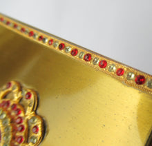 Load image into Gallery viewer, 1950s Oblong Gold Tone and Diamante Powder Compact
