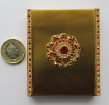 Load image into Gallery viewer, 1950s Oblong Gold Tone and Diamante Powder Compact
