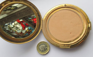 1960s Stratton Pressed Powder Compact Blue Metallic Enamel and Gold Incised Abstract Shapes