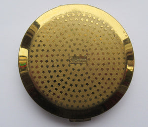 1960s Stratton Pressed Powder Compact Blue Metallic Enamel and Gold Incised Abstract Shapes