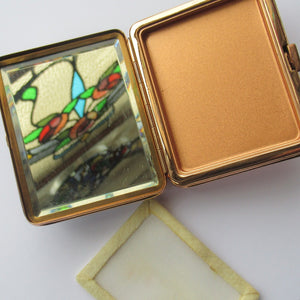 French 1950s Powder Compact Jewel Encrusted Top