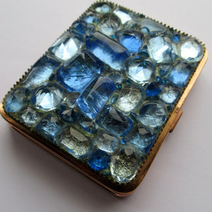 French 1950s Powder Compact Jewel Encrusted Top