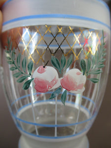 Mid Cenuty Modern Vintage Glass Lemonade Set with Floral Pattern 1940s 1950s