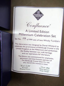 Confluence Boxed Edinburgh Crystal Whisky Tumblers. Limited Edition 2000