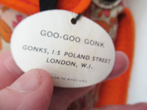 Very Rare ORIGINAL Vintage 1960s Goo-Goo GONK (London). Gonk Textile Toy with Original Paper Label