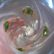 Load image into Gallery viewer, Stuart Glass Art Nouveau Cairngorm Vase with Peacock Trails Vaseline Edwardian
