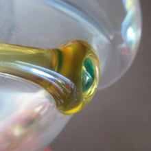 Load image into Gallery viewer, Stuart Glass Art Nouveau Cairngorm Vase with Peacock Trails Vaseline Edwardian
