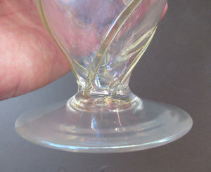 Stuart Glass Art Nouveau Cairngorm Vase with Peacock Trails Vaseline Edwardian