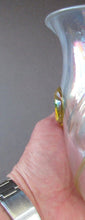 Load image into Gallery viewer, Stuart Glass Art Nouveau Cairngorm Vase with Peacock Trails Vaseline Edwardian
