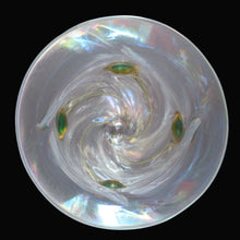 Load image into Gallery viewer, Stuart Glass Art Nouveau Cairngorm Vase with Peacock Trails Vaseline Edwardian

