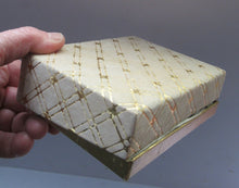Load image into Gallery viewer, 1950s British Black Enamel Gold Rose Powder Compact and Lipstick Case Set Original Box
