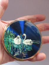 Load image into Gallery viewer, 1960s Blue Enamel Powder Compact with Two White Swans Stratton
