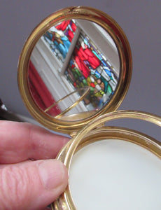 1960s Blue Enamel Powder Compact with Two White Swans Stratton