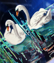 Load image into Gallery viewer, 1960s Blue Enamel Powder Compact with Two White Swans Stratton
