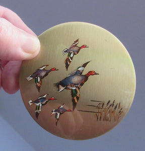 1960s Stratton Gold Tome Flying Ducks Powder Compact