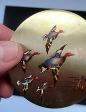 Load image into Gallery viewer, 1960s Stratton Gold Tome Flying Ducks Powder Compact
