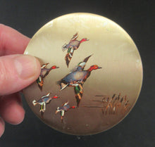 Load image into Gallery viewer, 1960s Stratton Gold Tome Flying Ducks Powder Compact
