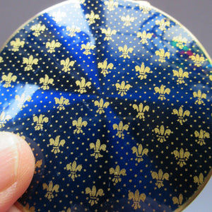 1960s Stratton Powder Compact. Blue Enamel with Fleur de Lis