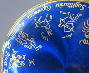 1960s Powder Compact by Kigu. Blue Enamel and Zodiac Signs