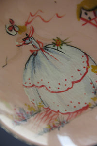 1930s Art Deco Celluloid Compact with Crinoline Lady Decoration