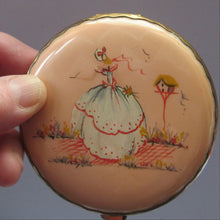 Load image into Gallery viewer, 1930s Art Deco Celluloid Compact with Crinoline Lady Decoration
