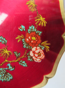 Stratton 1960s Red Enamel Powder Compact with Gold Pheasant Image