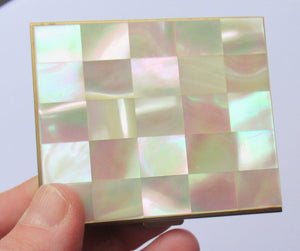 Vintage 1950s Oblong Powder Compact with Mother of Pearl Lid