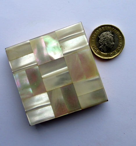 Miniature Square Powder Compact with Mother of Pearl Lid
