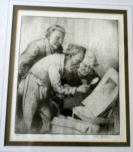 1920s Percy Lancaster Three Print Connoisseures Limited Editiion Etching. Pencil Signed
