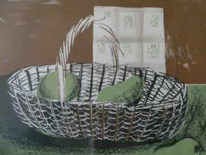 1951 Pencil Signed Lithograph by Humphrey Spender Basket with Fruit