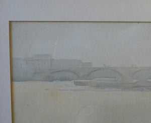 Knighton Hammond. Old London Bridge - Evening Watercolour 1920s