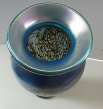 Load image into Gallery viewer, Tiffany Style Okra Glass Vase. Signed - Blue Glass with Cherry Blossom 
