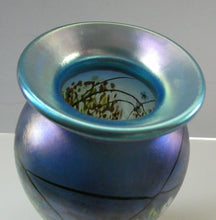 Load image into Gallery viewer, Tiffany Style Okra Glass Vase. Signed - Blue Glass with Cherry Blossom 
