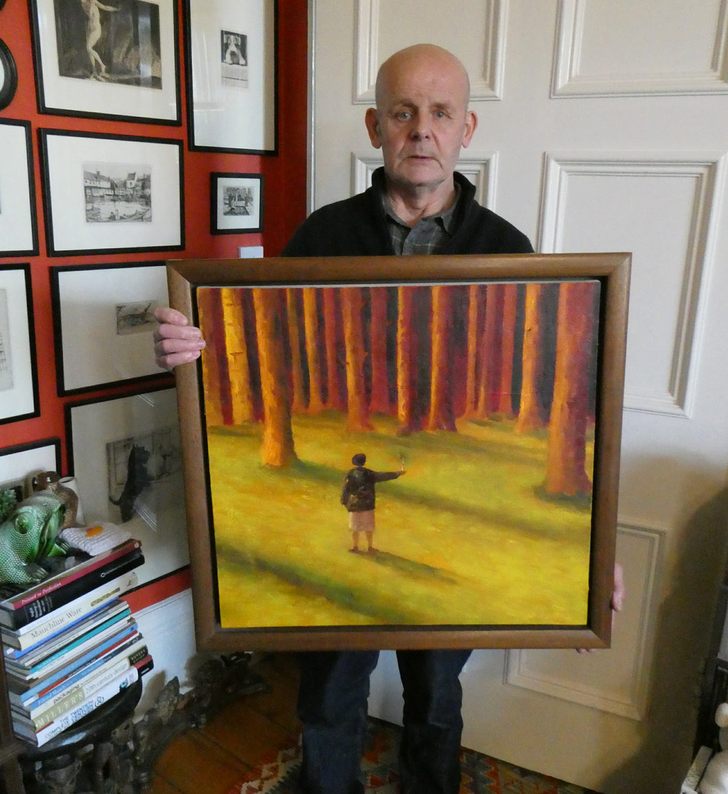 Robert Maclaurin Oil on Canvas Man in a Forest. Scottish Art