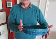 Load image into Gallery viewer, Very Large Vintage 1960s BITOSSI Shallow Bowl with Abstract Sgraffito Pattern
