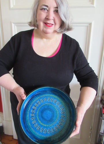 1960s Large Bitossi Shallow Bowl Large with Abstract Pattern
