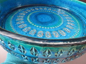 1960s Large Bitossi Shallow Bowl Large with Abstract Pattern