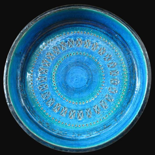 1960s Large Bitossi Shallow Bowl Large with Abstract Pattern