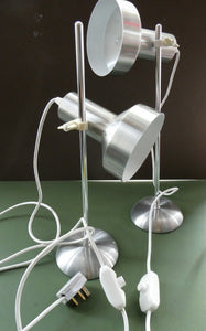 Vintage 1970s Silver-Tone Adjustable Table Lamp or Desk Lamp