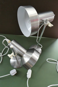 Vintage 1970s Silver-Tone Adjustable Table Lamp or Desk Lamp
