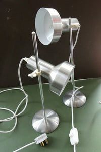 Vintage 1970s Silver-Tone Adjustable Table Lamp or Desk Lamp
