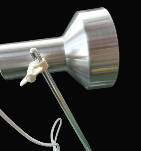 Vintage 1970s Silver-Tone Adjustable Table Lamp or Desk Lamp