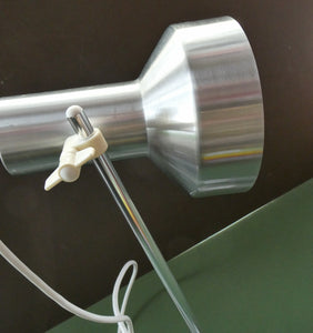 Vintage 1970s Silver-Tone Adjustable Table Lamp or Desk Lamp