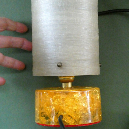 1970s Short Orange Shattaline Perspex Lamp with Beige Spun Shade