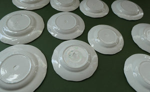RARE Antique Lot of Transfer Printed MINATURE Child's Nursery Round Plates. Green Stars Pattern