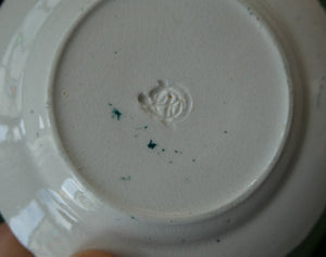 RARE Antique Lot of Transfer Printed MINATURE Child's Nursery Round Plates. Green Stars Pattern