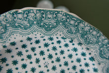 Load image into Gallery viewer, RARE Antique Lot of Transfer Printed MINATURE Child&#39;s Nursery Round Plates. Green Stars Pattern
