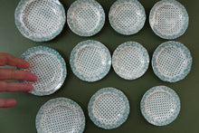Load image into Gallery viewer, RARE Antique Lot of Transfer Printed MINATURE Child&#39;s Nursery Round Plates. Green Stars Pattern
