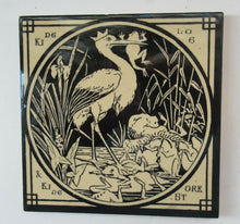 Load image into Gallery viewer, Antique MInton Tile&gt; J. Moyr Smith Aesop&#39;s Fables King Long and King Stork
